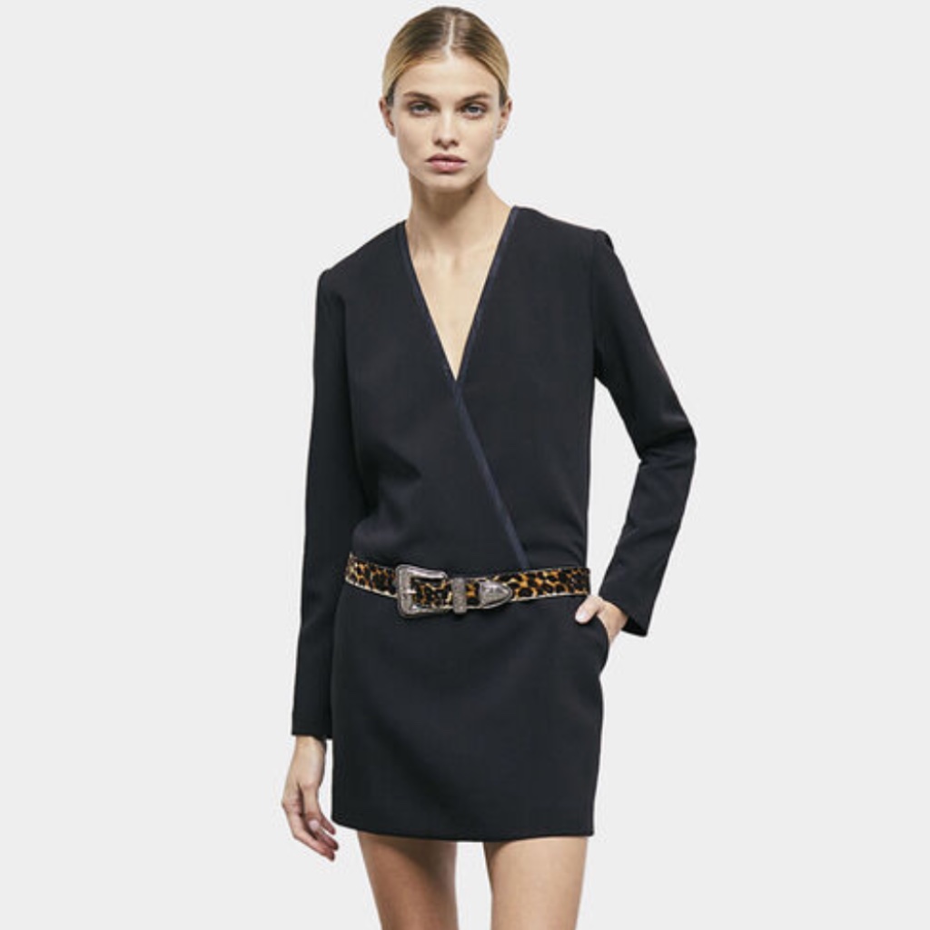 The Kooples Crossover Drop Waist Mini Dress